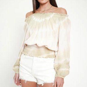 Mystree- NWT- Tie Dye Blouse - Olive/Coral